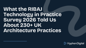 A title card for RIBAJ Technology in Practice Survey 2026: Key Findings by Hyphen Digital